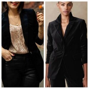 Banana Republic Long + Lean Velvet Blazer black